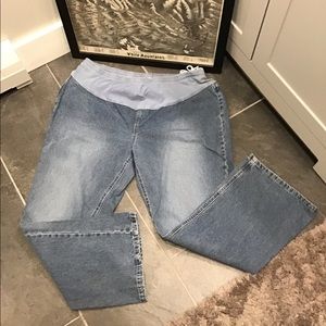 Motherhood Maternity Jean Wide Straight Leg Cotton Medium Light Wash Denim SZ 2X